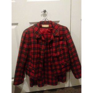 Vtg Women Pendleton 100% Wool Plaid Dress Skirt Coat Blazer Jacket Suit Size 12